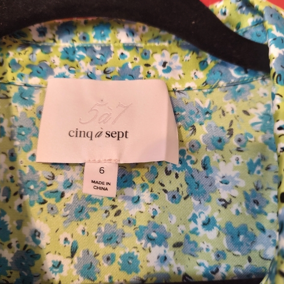 Teal floral Cinq a Sept dress. Size 6 - Picture 5 of 8